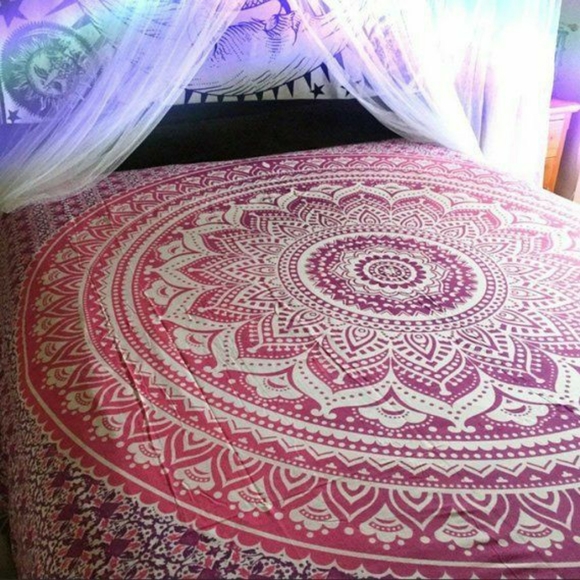 Big Pink and Purple Mandala Tapestry - Picture 2 of 9